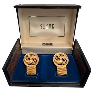 Vintage Swank Pisces Cuff links Gold Tone